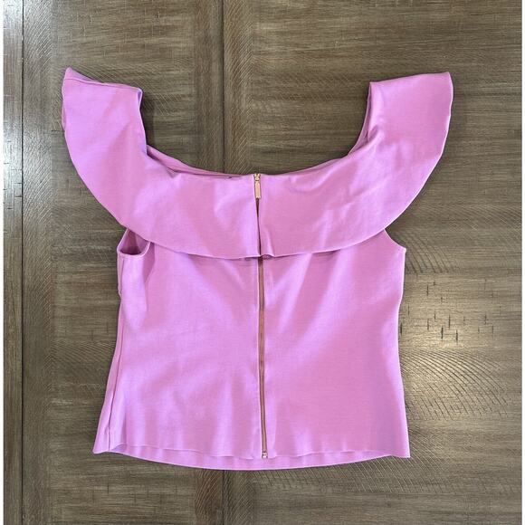NWOT Ted Baker Pink Ruffle Off The Shoulder Top Women’s Blouse Size 5 US 10 /12 - Picture 11 of 12